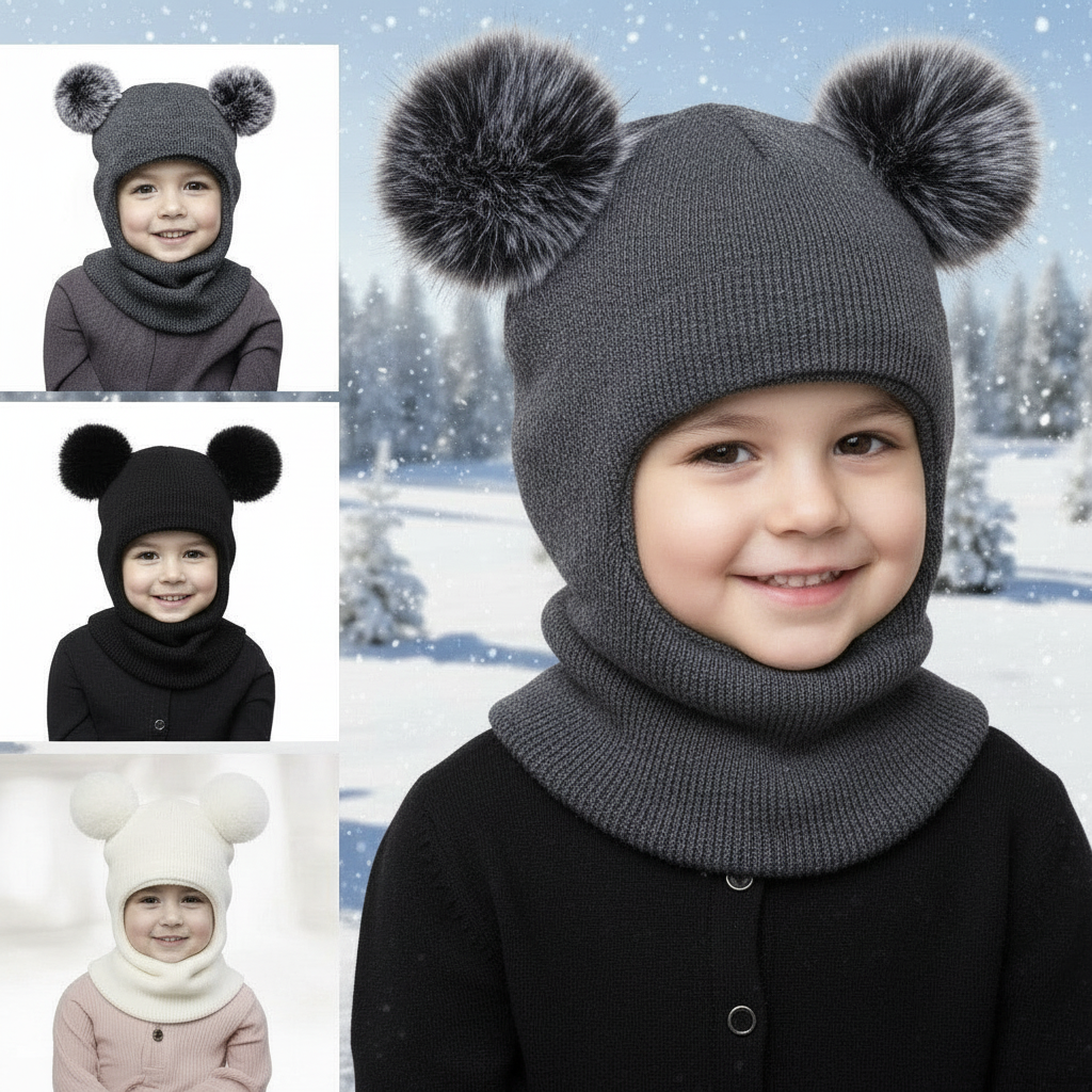 Barnmössor med svart tröja